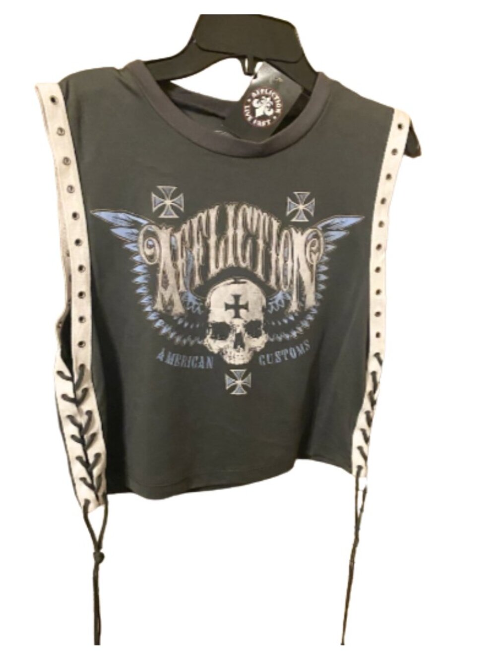Affliction Saints Flag Crew Muscle Tee Ladies Top Size Medium